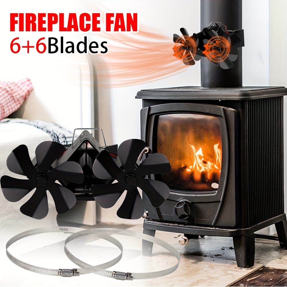 6 Blades Wood Burning Stove Fireplace Fan Non electric - Temu