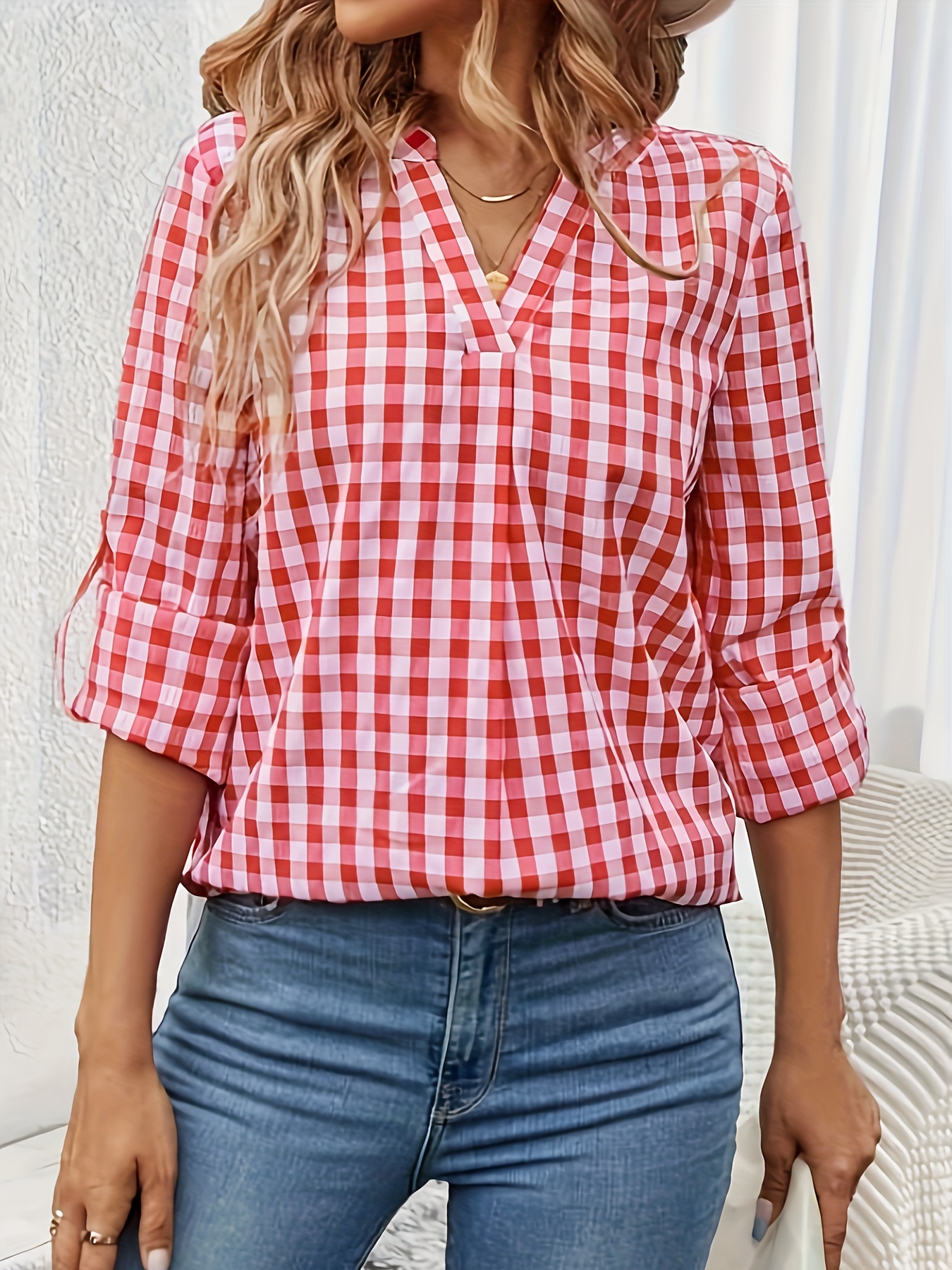 Gingham shirt for women sale