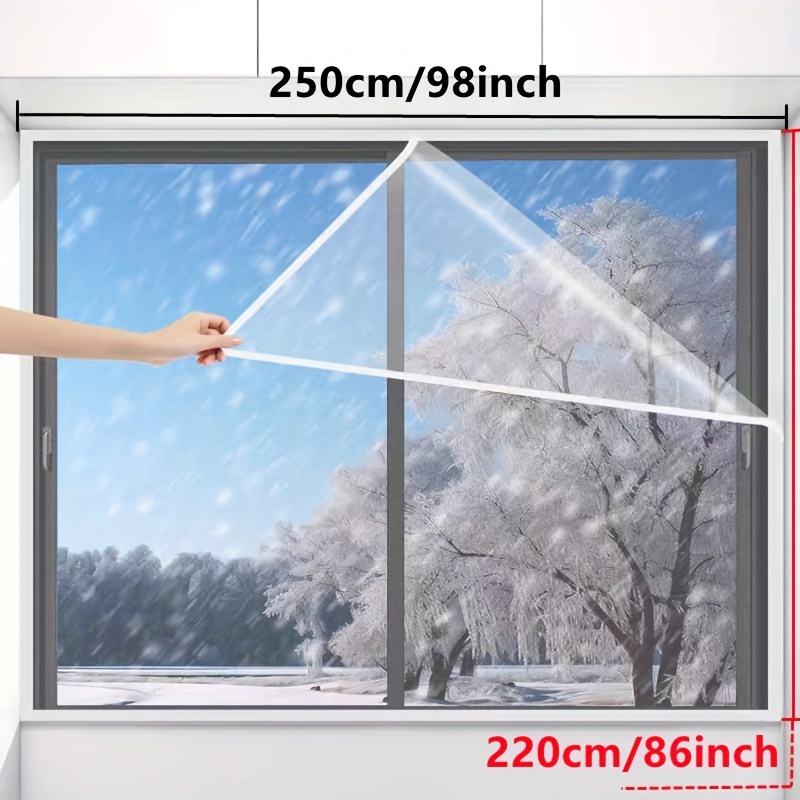 Thermo Cover Fenster Isolierfolie,Transparente Thermofolie Fenster Winter  Winddichte Kälteschutz Wärmefolie mit Klettverschluss,Einfach zu