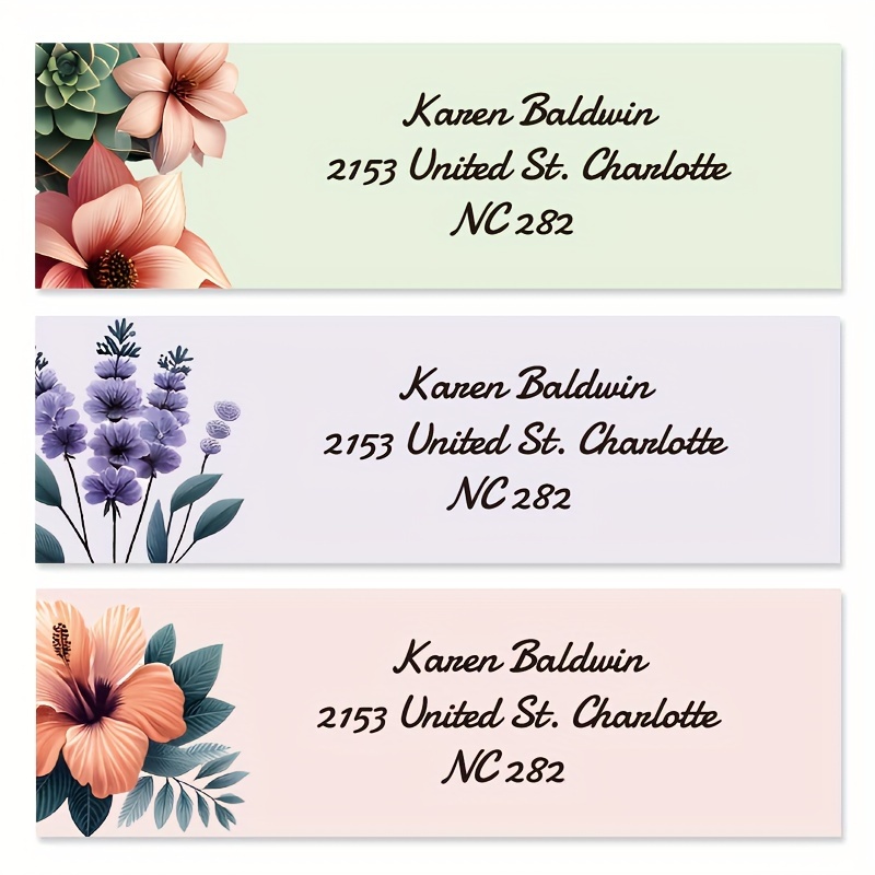 

Set, Artistic Floral Series, Custom Return Address Labels, 2.4x0.71, Strong Adhesive, Water-resistant, Perfect For Personalizing Your Mail