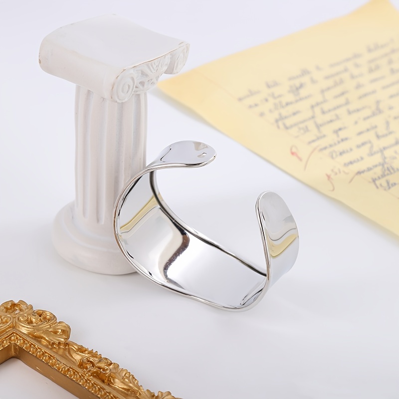 Vintage Silver Plated Open Cuff Bracelet, Irregular Design