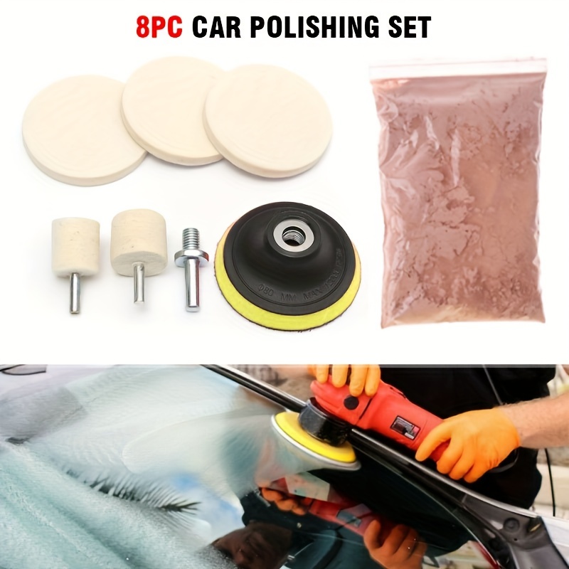 car glass 8-piece polishing wool wheel Polishing powder Glass