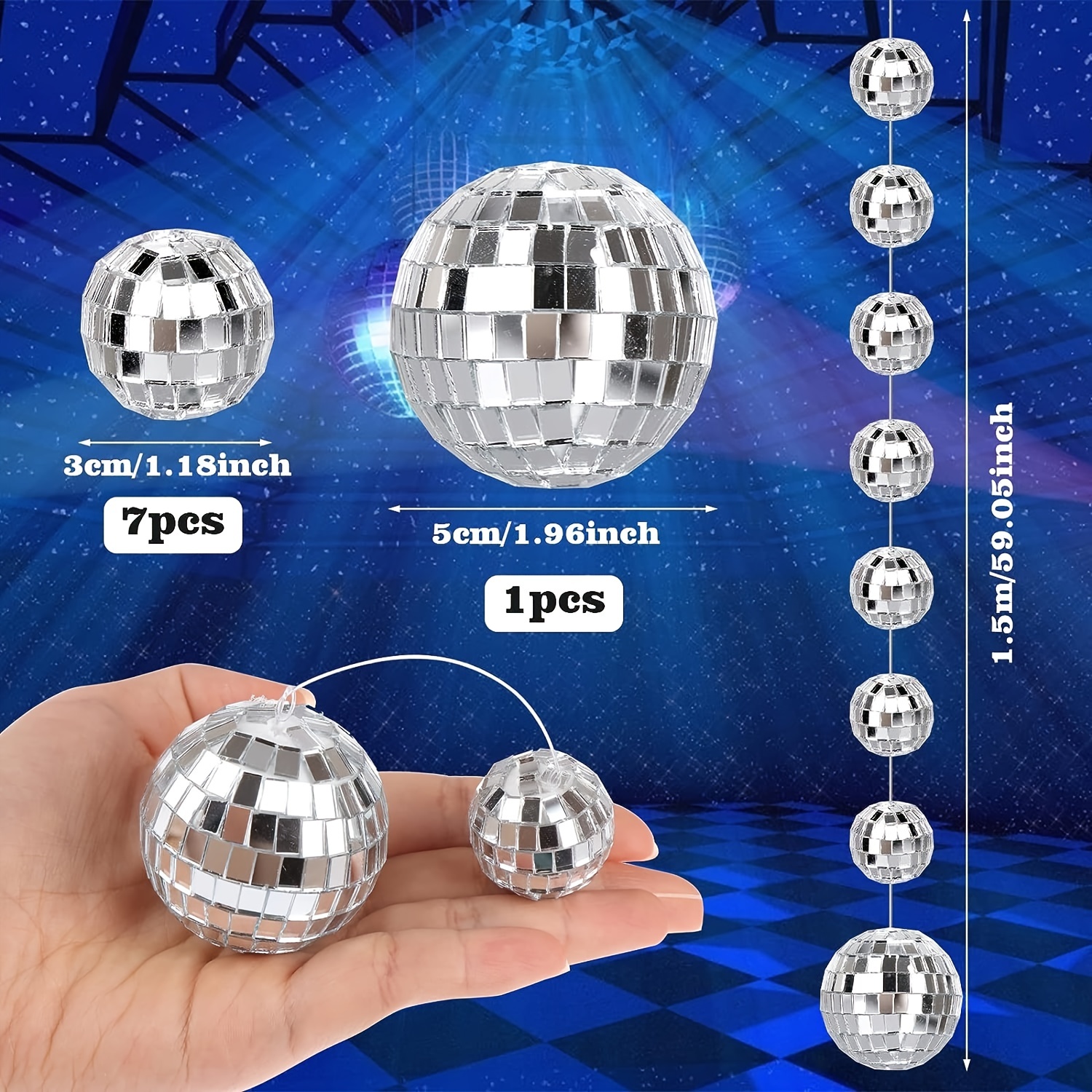 Large Disco Ball Silver Hanging Disco Balls Reflective Mirror Ball for  Party Holiday Wedding Dance Music Club Stage Props Decor