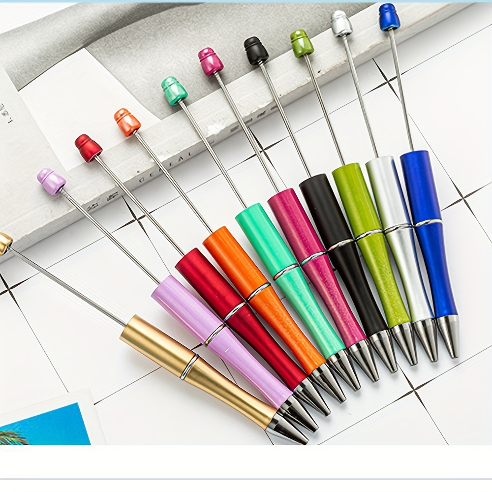 80pcs Bead Ballpoint Pen Beadable Pen DIY Beads Student Stationery