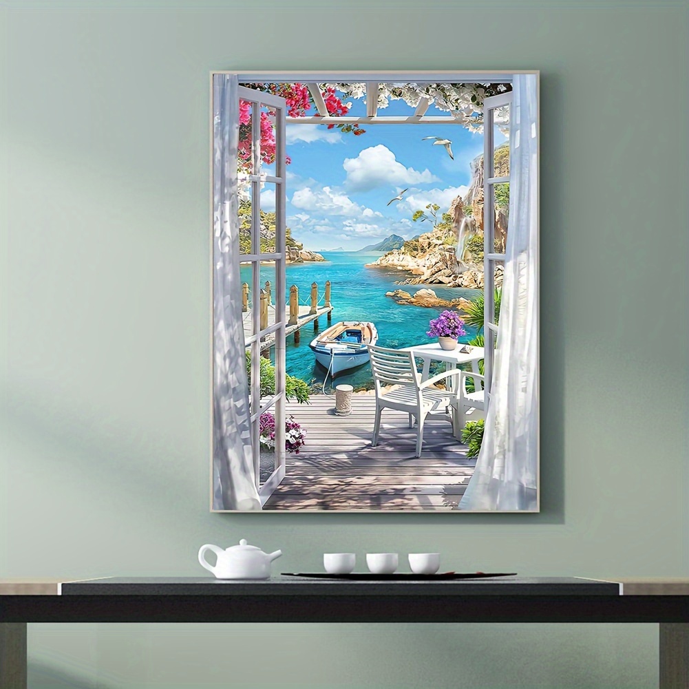 1pc Seaside Landscape Pattern Canvas Painting Poster Print Suitable For ...