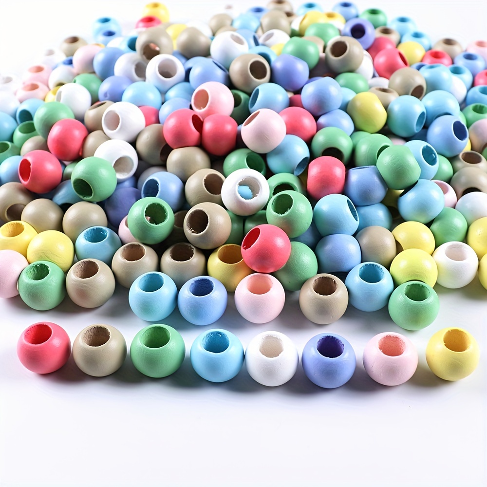 Round Ball Wooden Beads Spacer Loose Beads Multicolor Diy - Temu