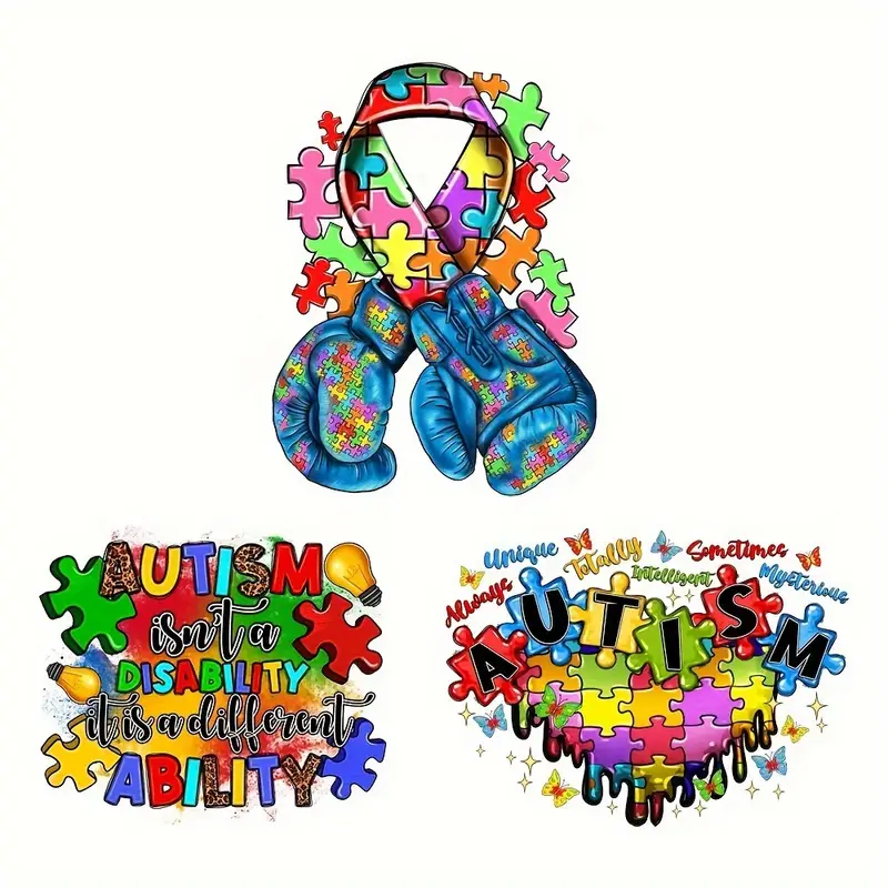 Autism Awareness Boxing Gloves Design Diy Iron Patches - Temu