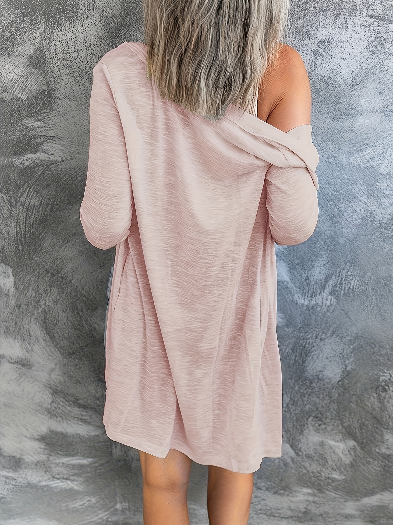Women's Plus Size Casual Cardigan, Solid Button Up Long Sleeve Cardigan