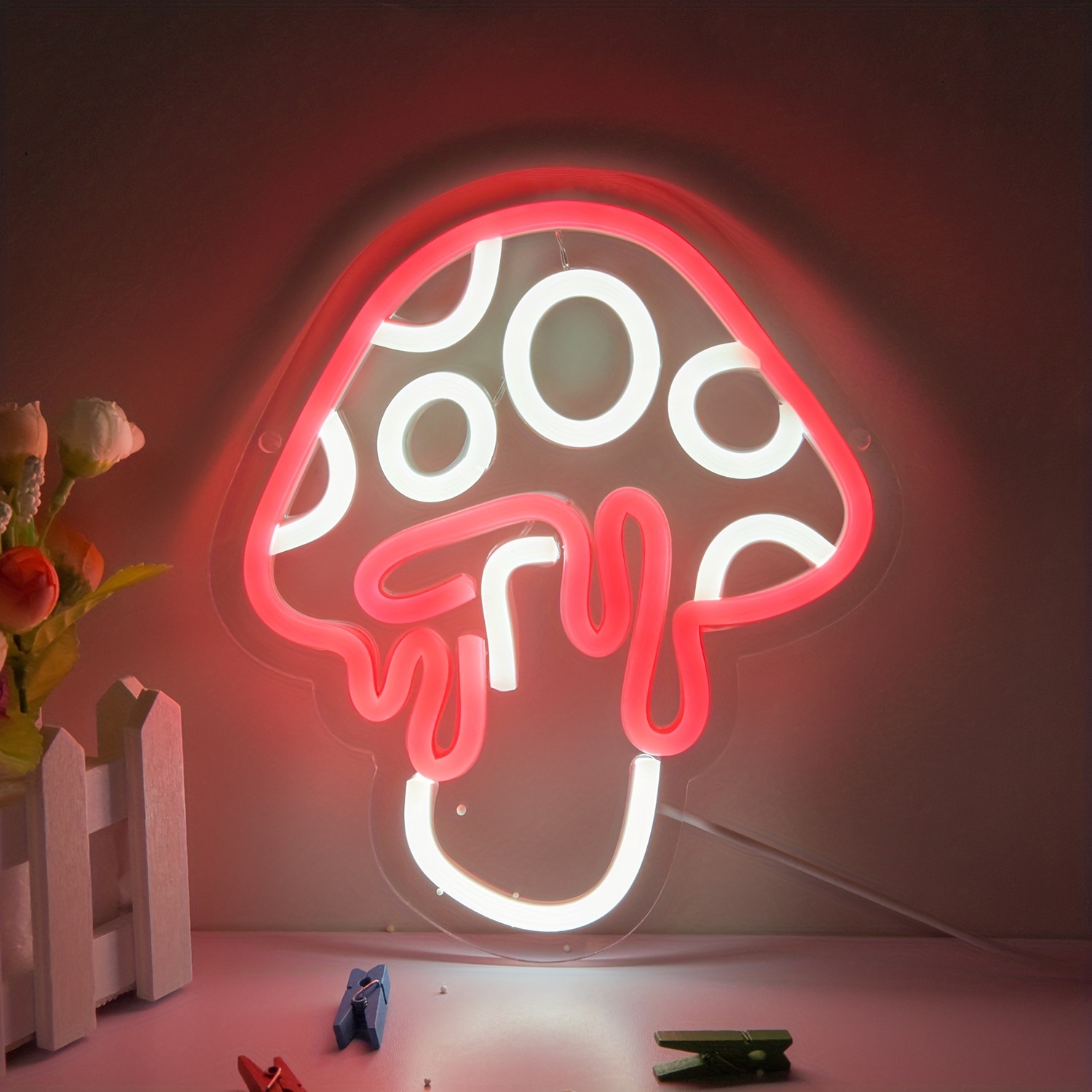 Led Neon Mushroom Cute Neon Sign Usb Powered Neon Signs - Temu