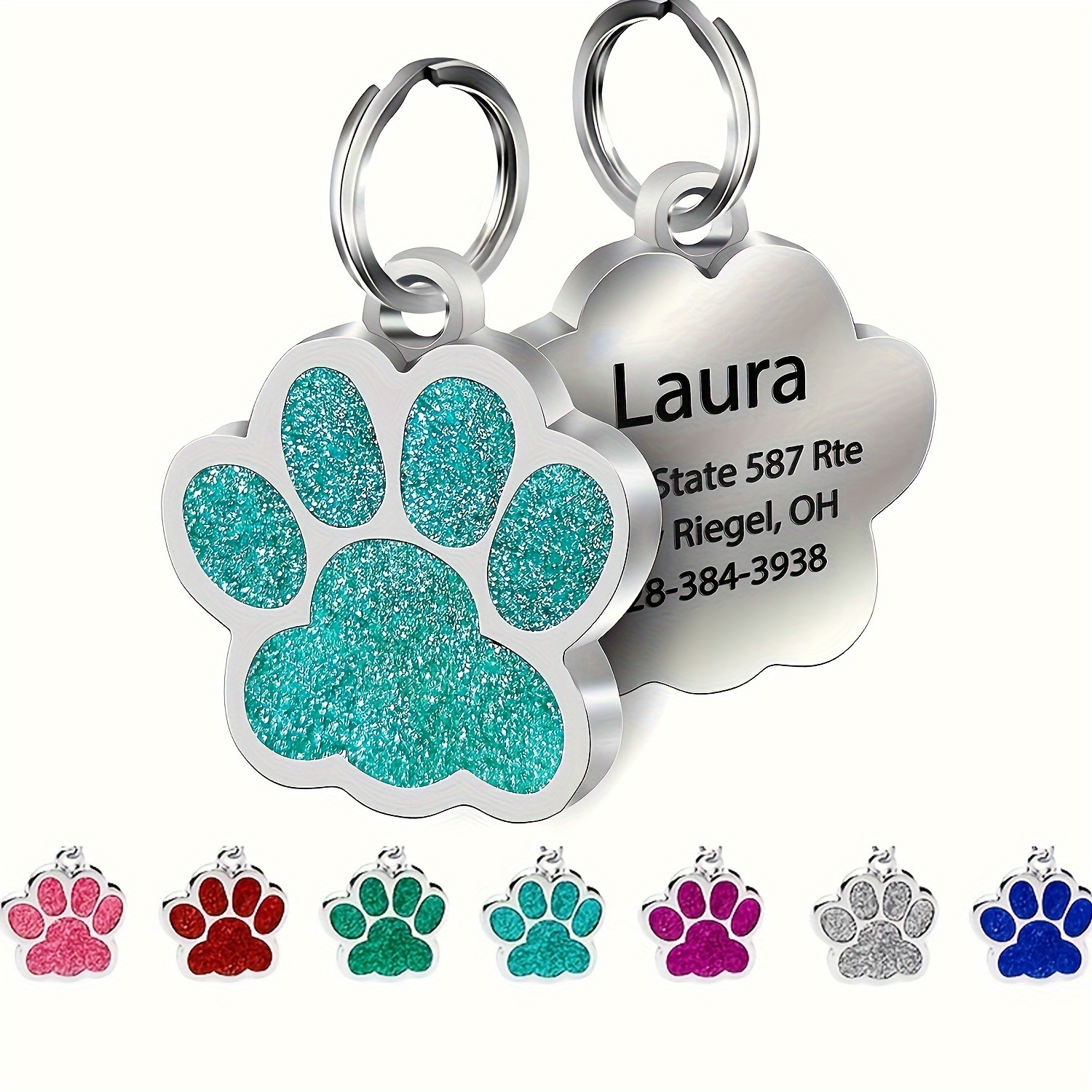 

Personalized Engraved Dog Tag Cat Id Tag Zinc Alloy Bling Paw Print Tag Id Tag Pet Gift