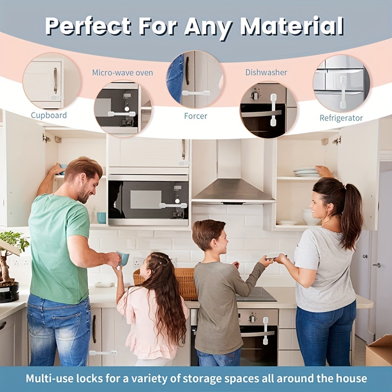 5pcs Baby Cabinet Locks Strap Drawer Lock Child Anti-opening Refrigerator  Adjustable Length Home Anti-pinch Safety Protection
