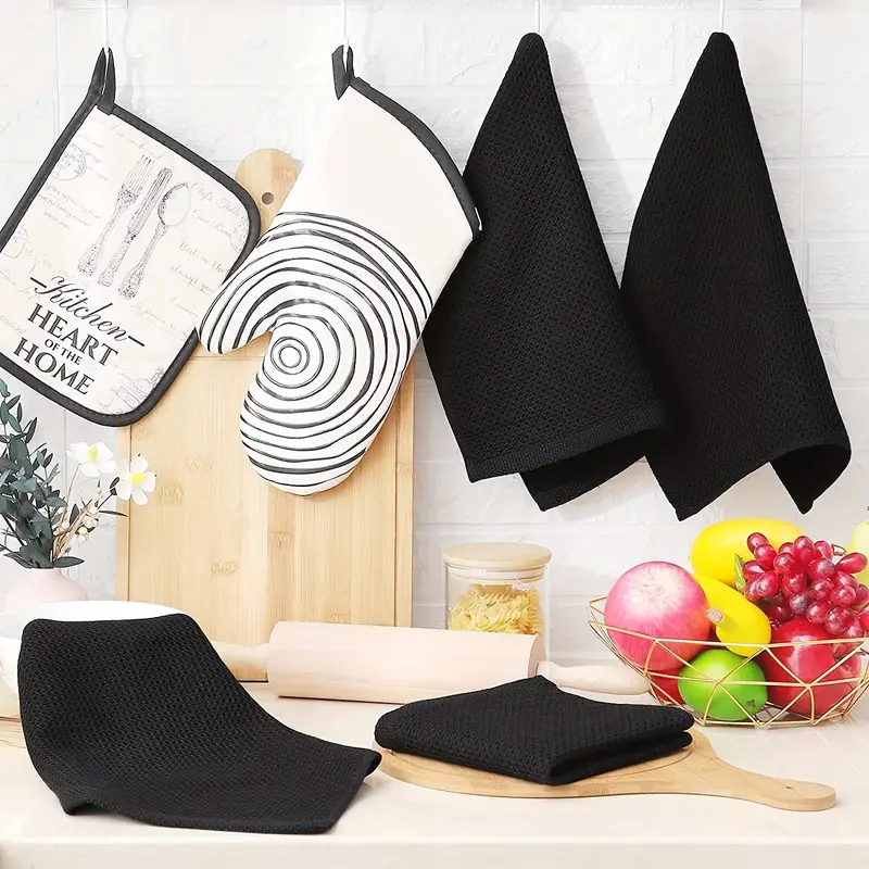 Dish Cloth, Black,100% Cotton Waffle Weave Kitchen Dish Towels, Ultra Soft  Absorbent Quick Drying Cleaning Towel, Kitchen Supplies - Temu