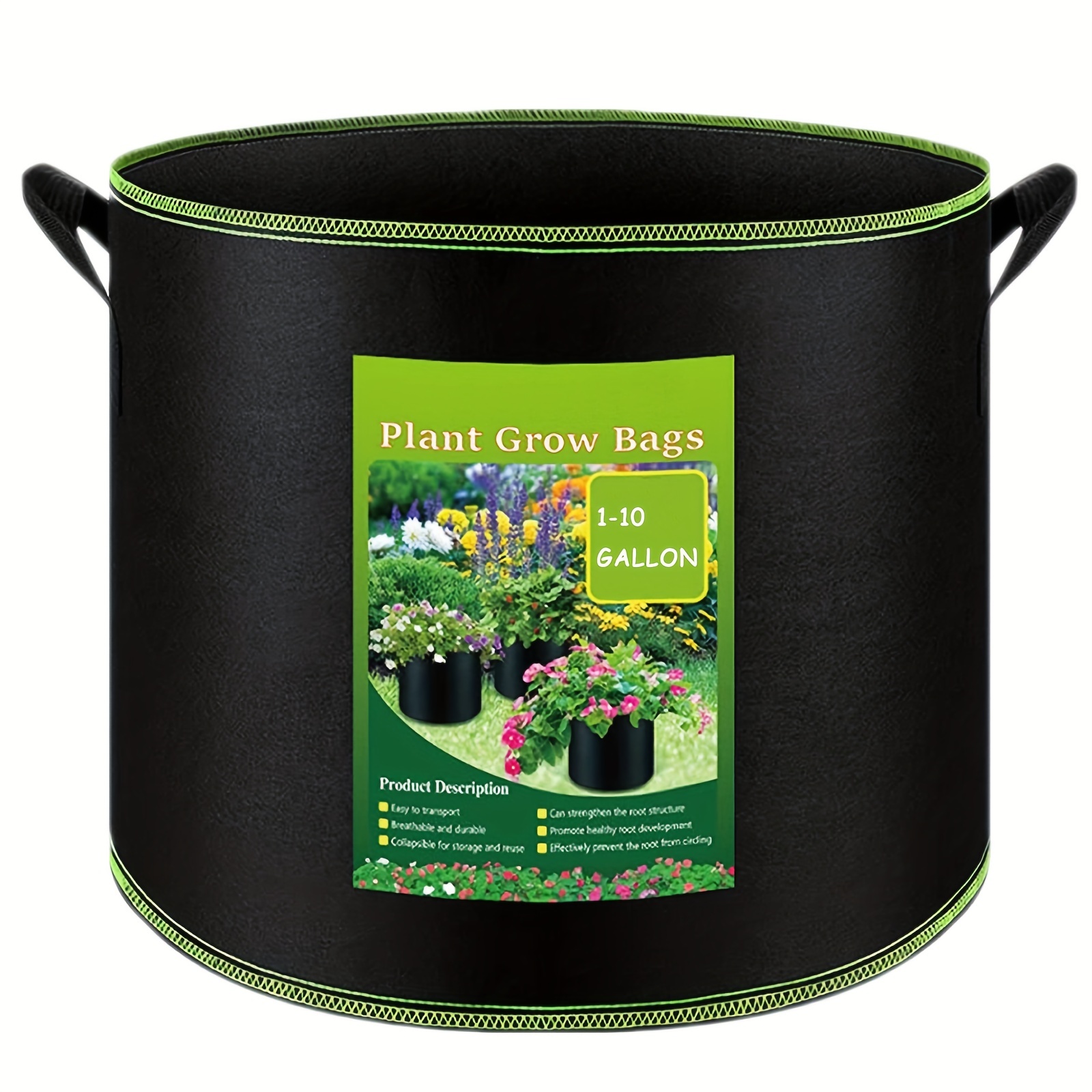 

1pc Grow Bags Heavy Duty Aeration Fabric Pots Thickened Non-woven Fabric Pots Plant Grow Bags With Handles For Fruits, Vegetables, And Flowers 5 Gallon / 7 Gallon / 10 Gallon