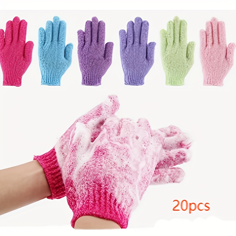 

20pcs Exfoliating Shower Gloves, Mitt Washcloth Bath Gloves For Shower, Double Sided Exfoliating Gloves, For Spa, Massage And Body Scrubs, Body Scrubber Bathing Accessories