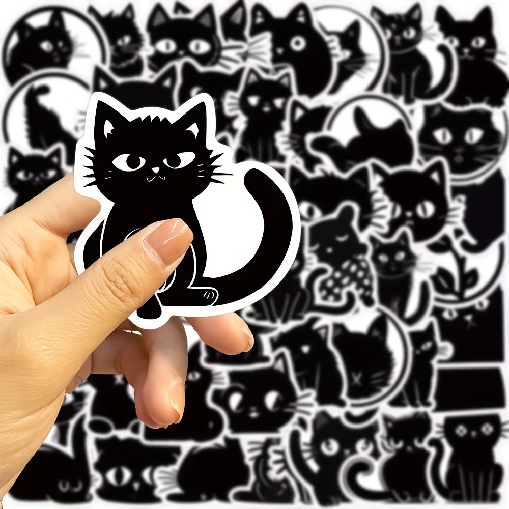 Black Cat Sticker, Kitty Pet Laptop Decal Vinyl Cute Waterbottle