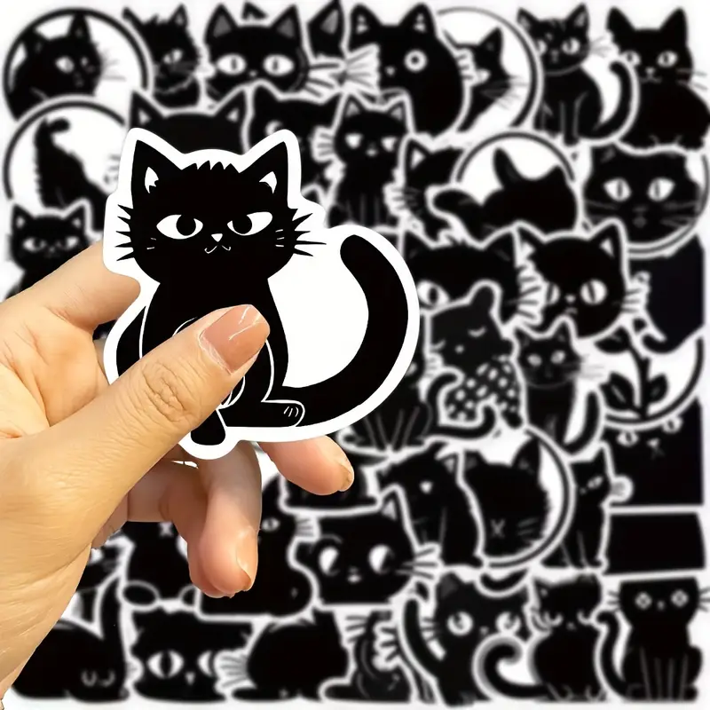 Black Cat Stickers Kawaii Kitty Stickers Set Funny - Temu