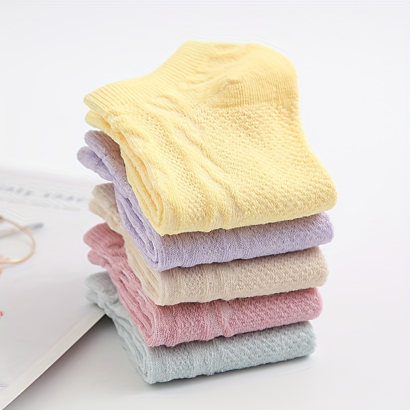 5 Pairs Kids Short Socks, Breathable & Comfortable Students Socks for Summer