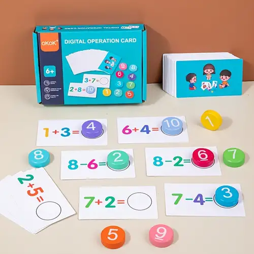 Montessori Math Jouets en Bois Numéro de Boîte d'Apprentissage Jeu d' Apprentissage avec Dessin Planche en Bois Jouets Éducatifs pour les Enfants  3 4 5 Ans 