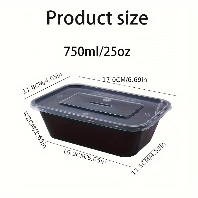 Black Food Container Disposable Boxes rectangular 500ML 750 ML 1000 ML Pack  Of 12 Pcs