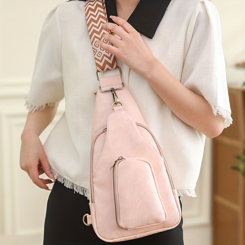 Geometric Print Sling Bag, Trendy Pu Leather Chest Purse, Women's Travel  Crossbody Bag - Temu