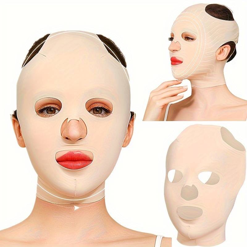 1pc 3d reusable breathable full face bandage double chin facial bandage sleeping mask skin care tool 3d beauty face mask women gift details 8