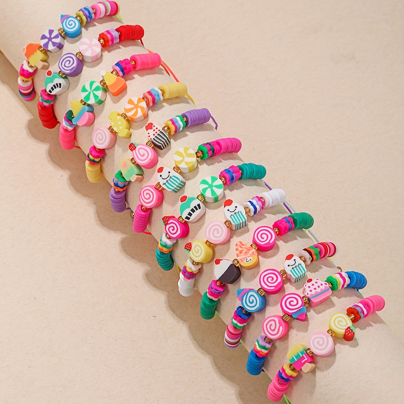 12pcs Set Colorful Beads Mix Flowers Elastic Adjustable Cute - Temu Canada