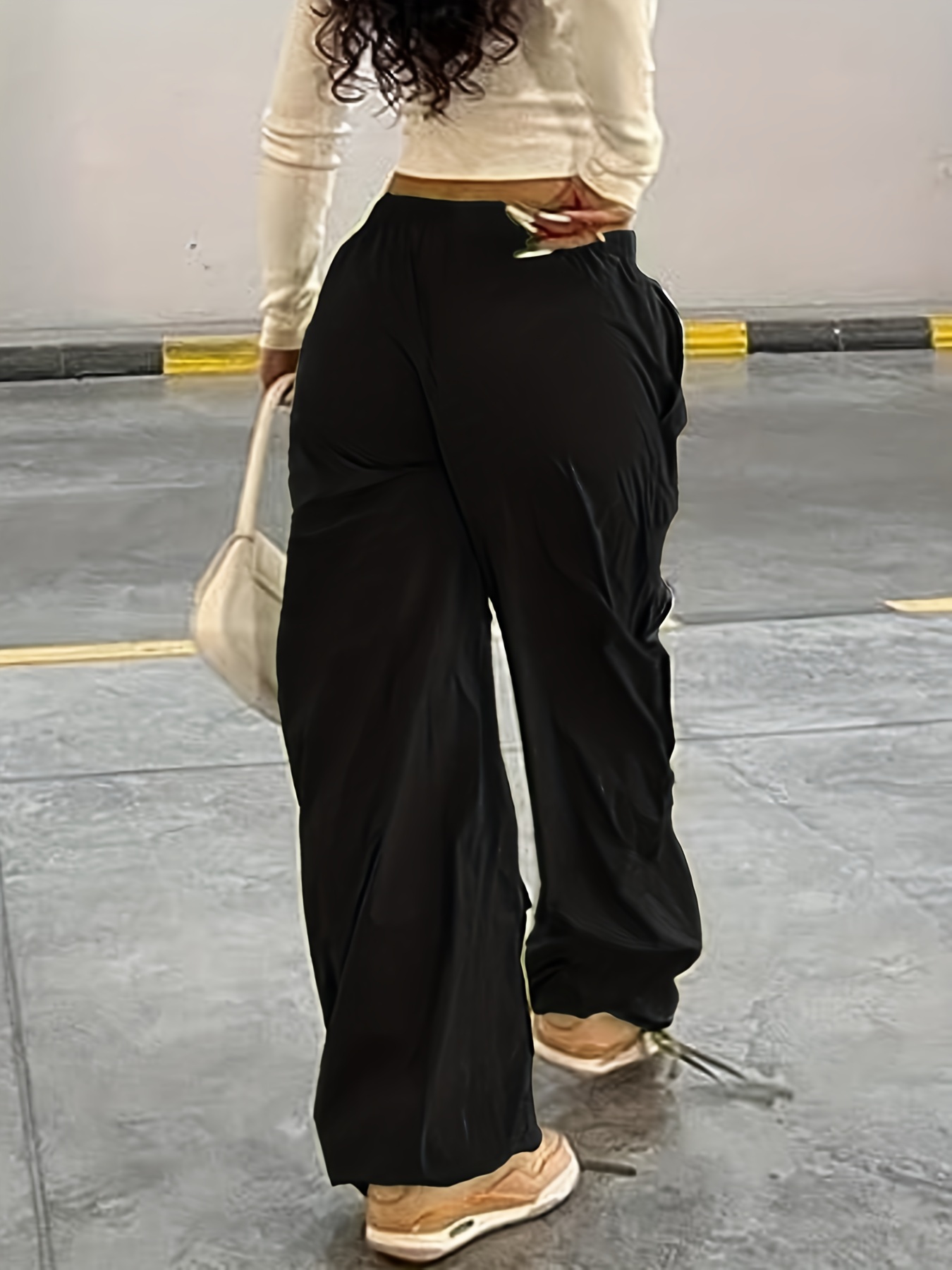 Women's High Waisted Multiple Pockets Wide Leg Casual Cargo Pants