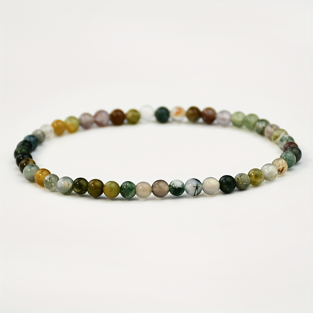 4pc Natural Indian Agate Stretch Bracelet Set