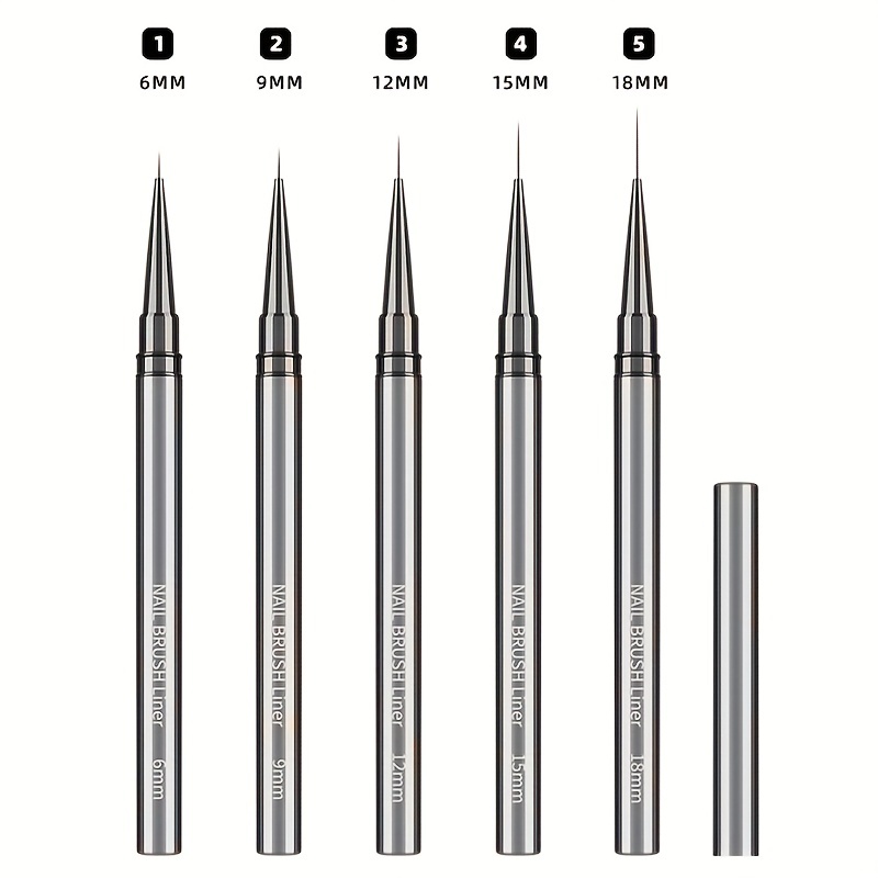 Nail Art Liner Brushes Set, 6Pcs Nail Art Design Brush Striping Thin Long  Lines Dotting Drawing Pen, UV Gel Polish Painting Metal Handle Striper