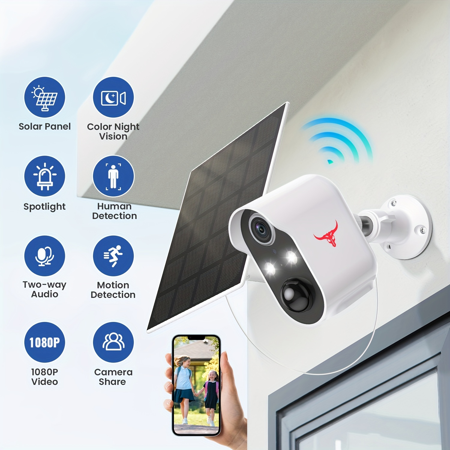 Loosafe Cámaras de seguridad inalámbricas al aire libre  alimentadas por energía solar, WiFi cámara de vigilancia exterior para  sistema de video de seguridad en el hogar