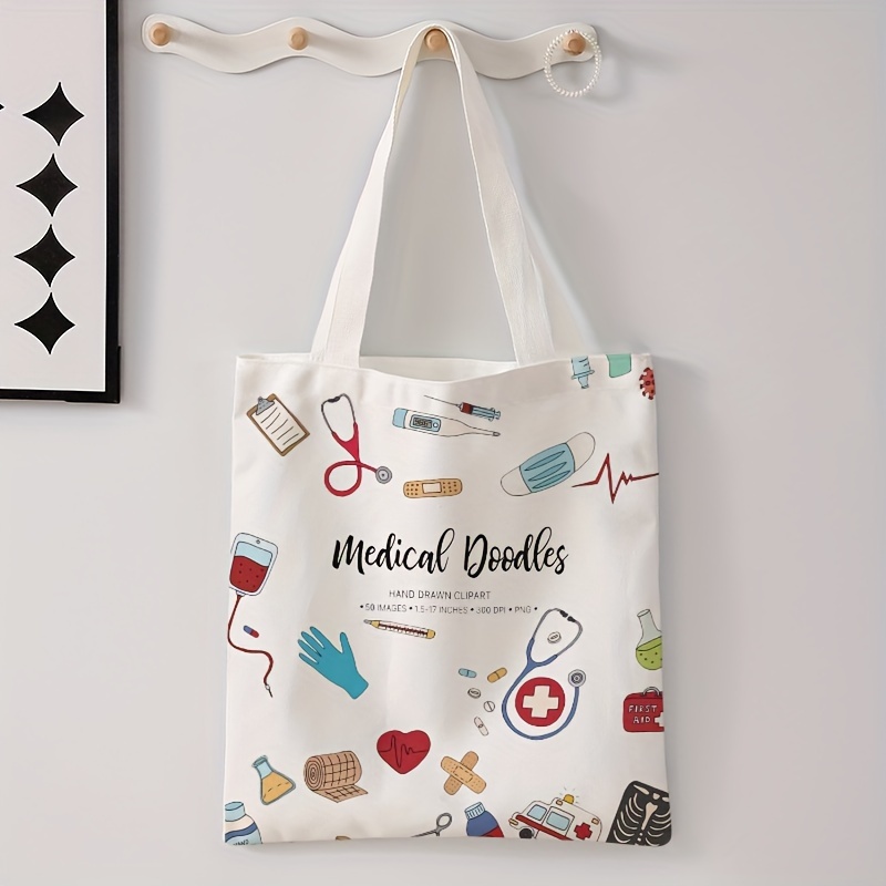 TEMU 1 Pieza, Bolsa De Mano Con Estampado De Caricatura, Para Médicos, Bolsa De De Gran Capacidad, Bolso Casual Y Bolsa De Para Mujeres