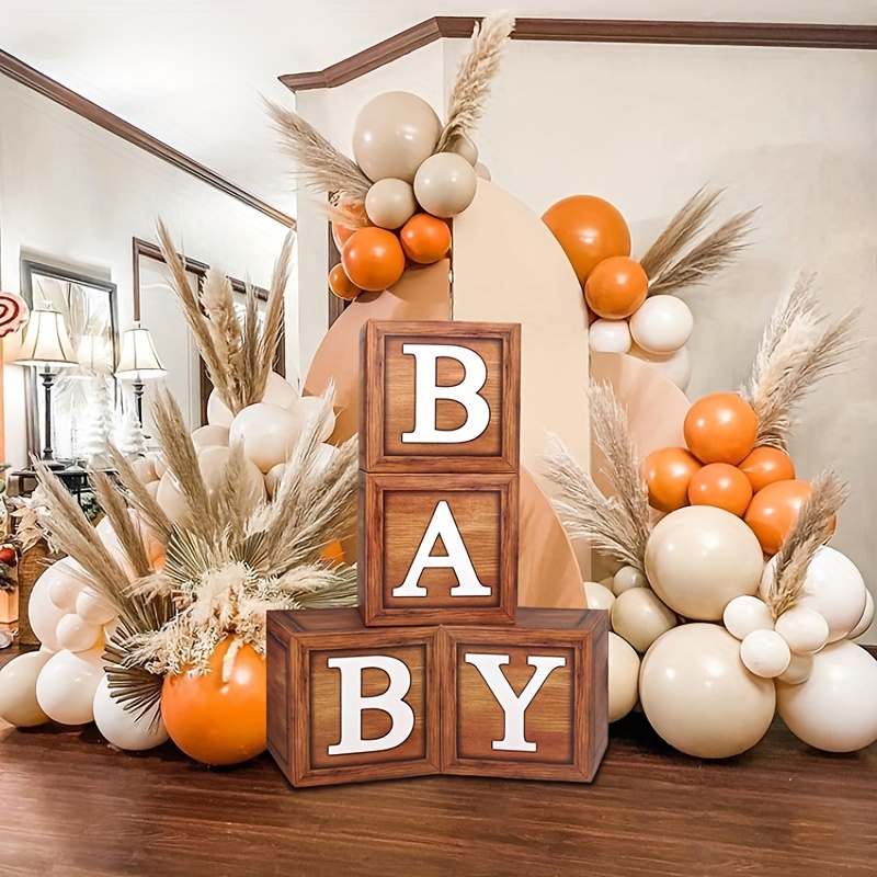 Cajas de bebé con letras para baby shower, decoraciones de baby