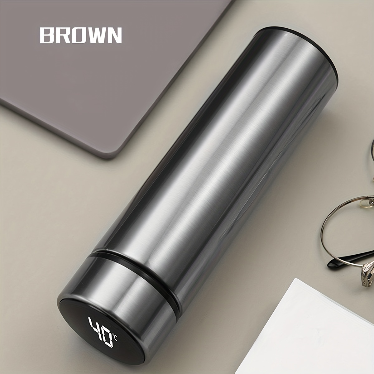 Realistic Chrome Silver Metal Travel Mug 3d Thermos For Car Or