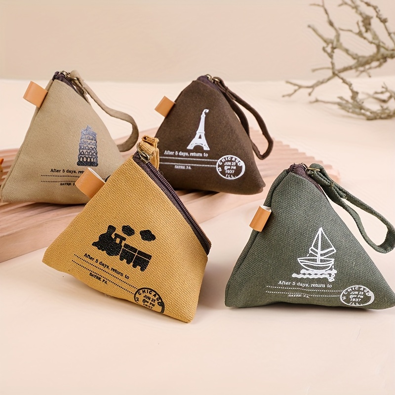 

1pc Men's Creative Retro Zongzi Purse, Mini Canvas Coin Purse, Keychain Bag To Friends