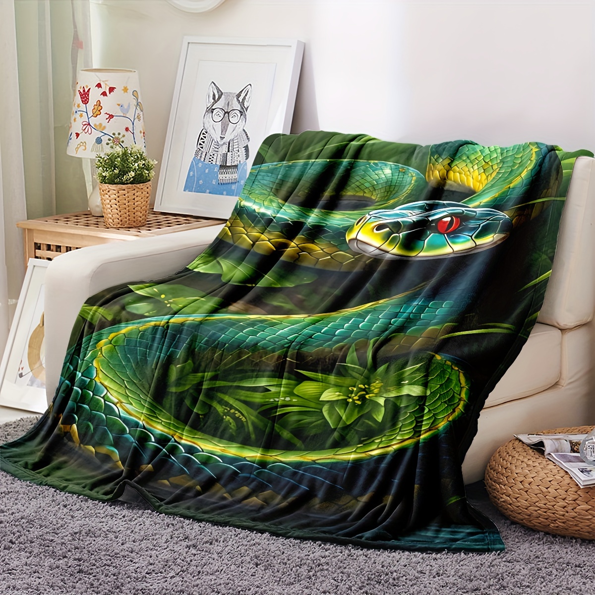 Digital Simple Snake Printed Flannel Blanket Nap Blanket Temu