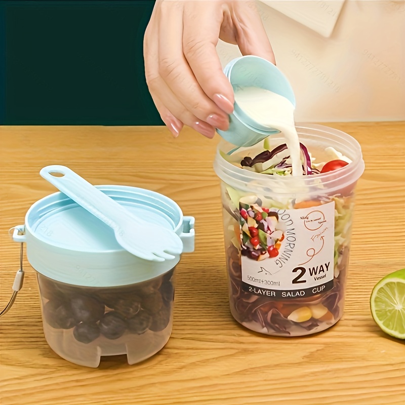 1pc portable salad cup with lid and fork