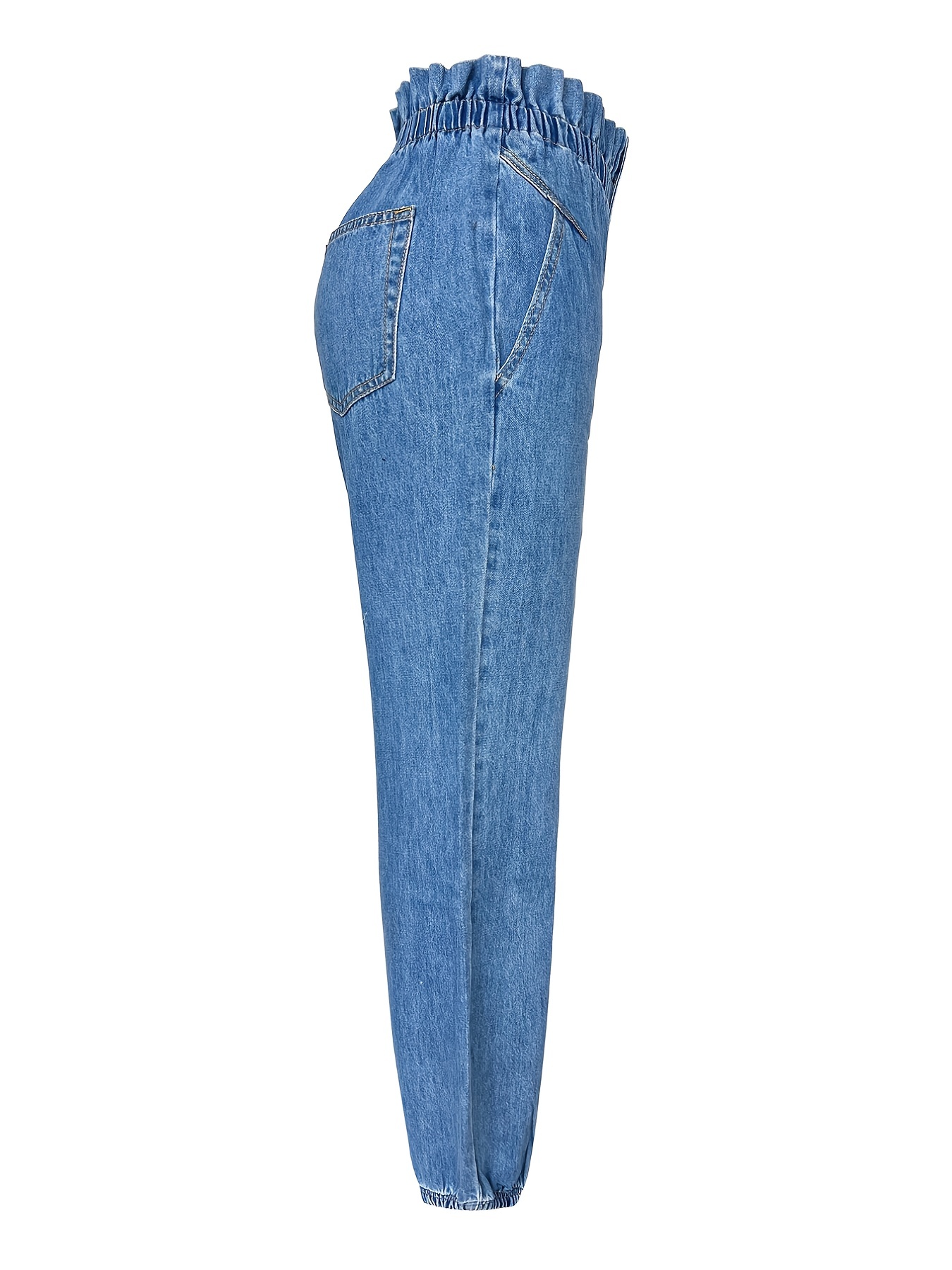 Blue Jeans Acampanados Lazo Lateral Pantalones Mezclilla - Temu