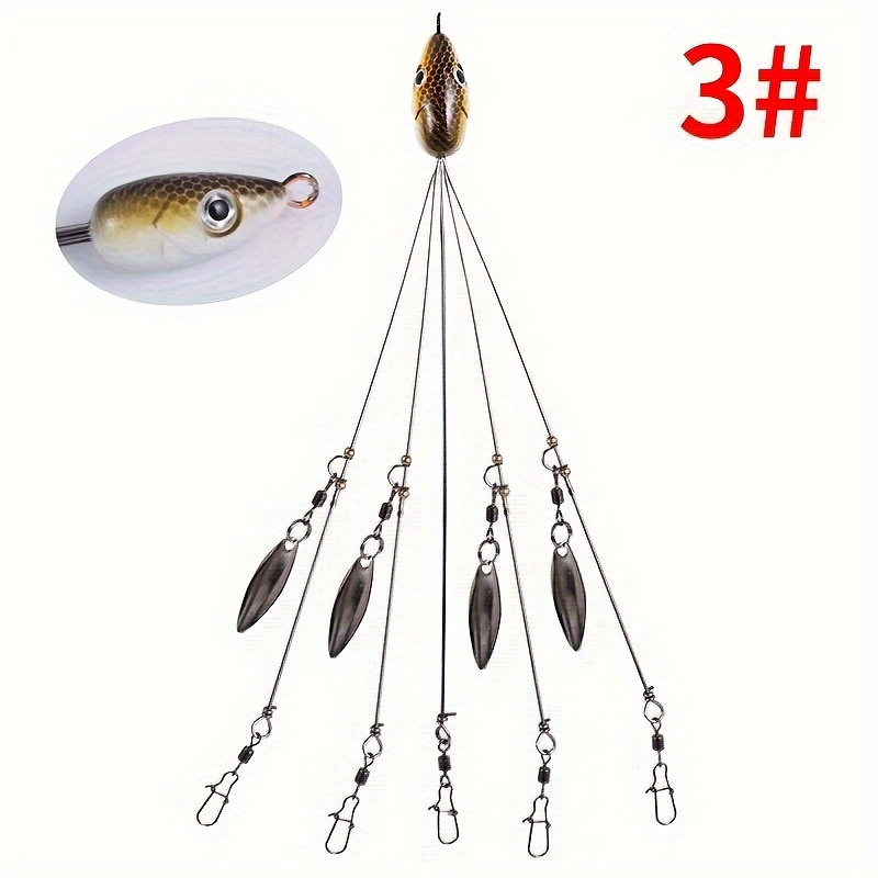 5 arm Umbrella Rig Fishing Lure Snap Swivels Willow Blades - Temu