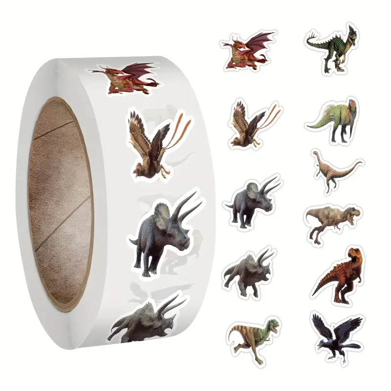 Dinosaur Realistic Sticker Roll, Dinosaur Aesthetic Stickers For Water ...
