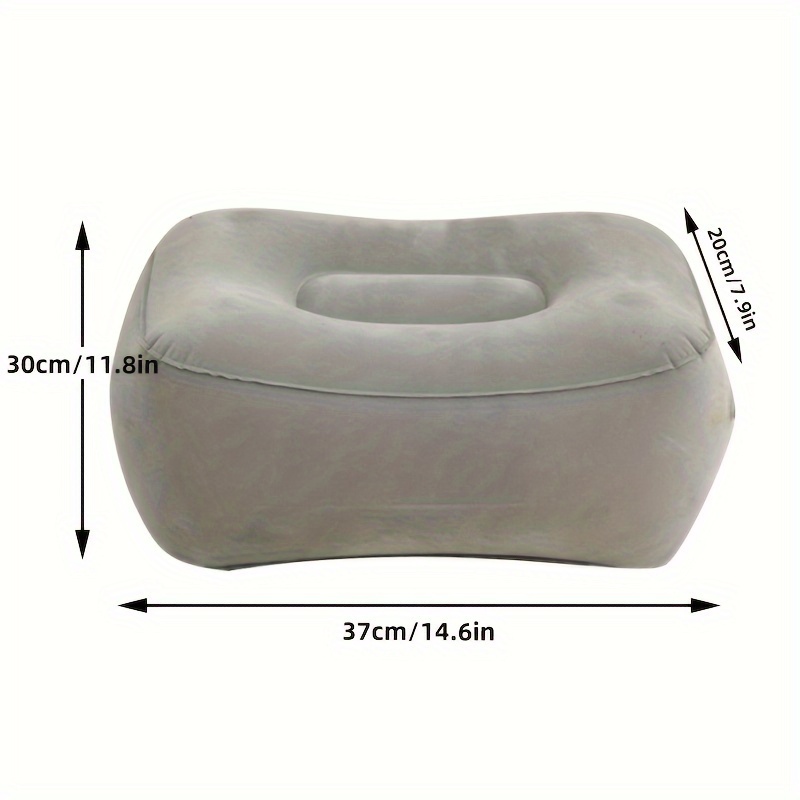 Inflatable Foot Rest Pillow ? 1-Pack Gray PVC Flocked Portable Footrest Cushion for Travel, Car, Office Napping, Train - Relaxation Foot Stool
