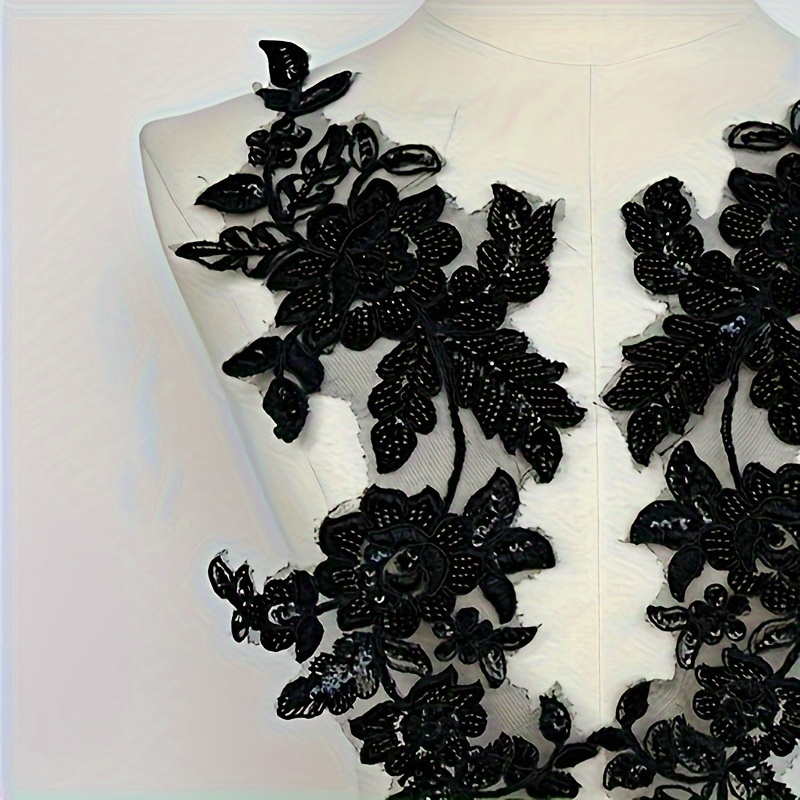 Sequin Beaded Applique Lace Flower Pattern Embroidered Mesh - Temu