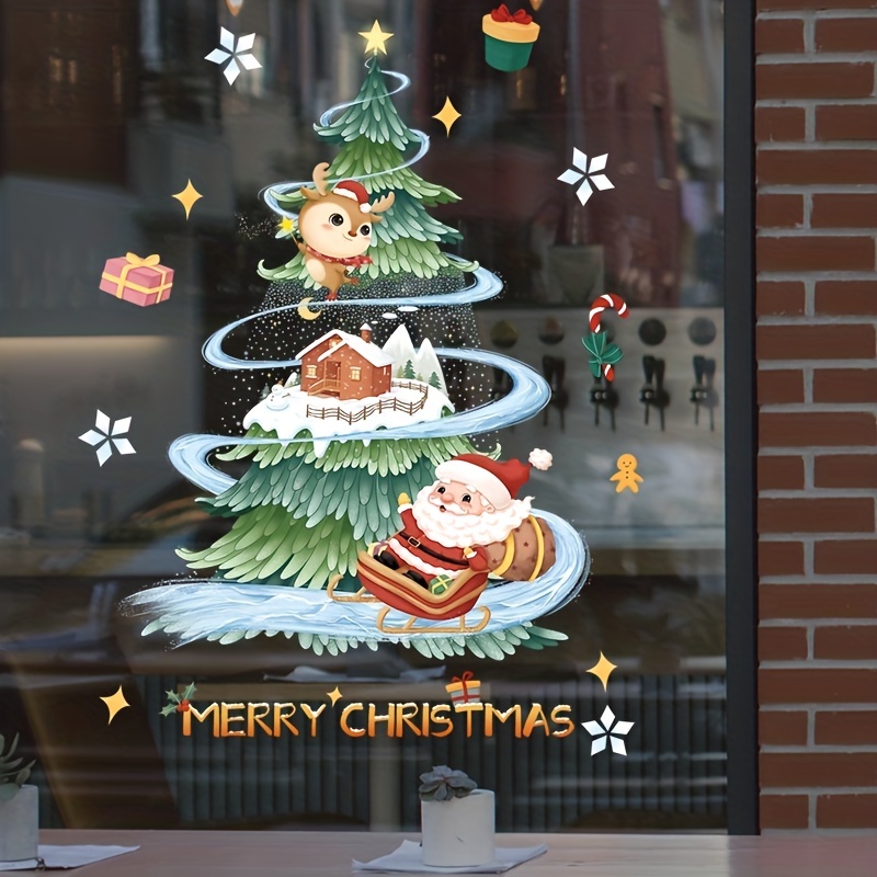 Christmas New Year Sticker, Shopping Mall Window Glass Christmas ...