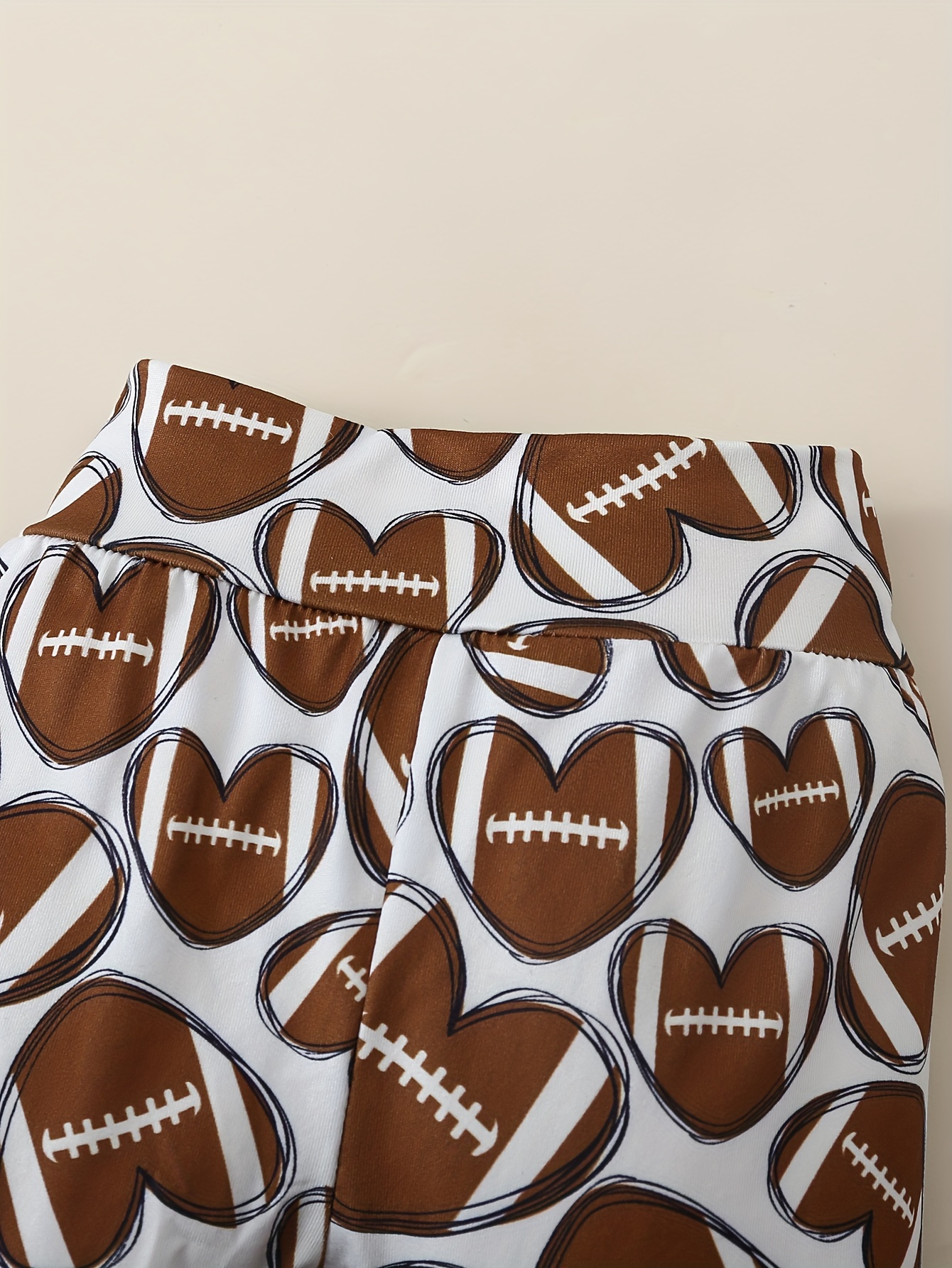 Kids Children American Football Leggings Brown/White