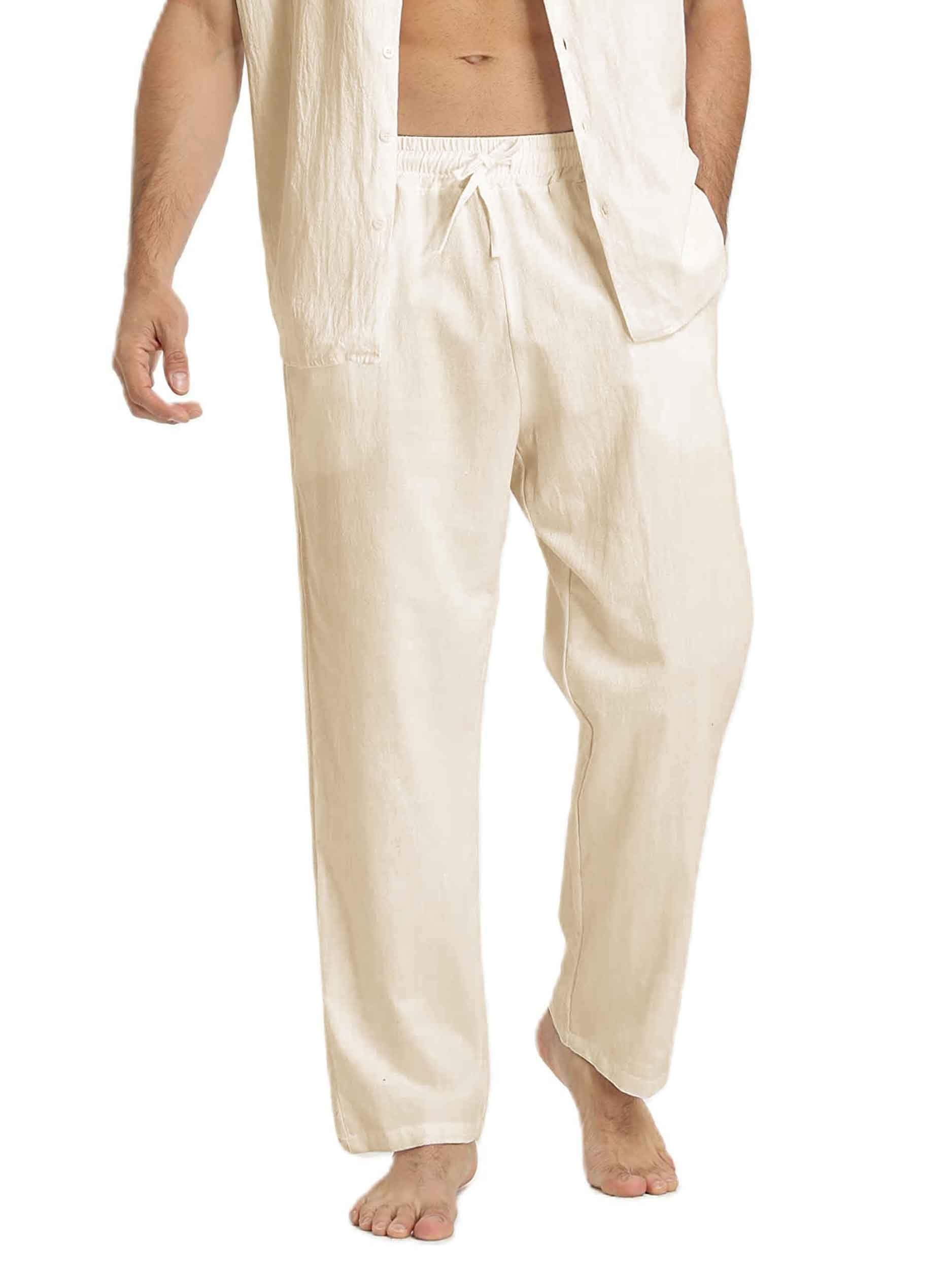 Men's Casual Cotton Linen Pants Loose Fit Straight legs - Temu