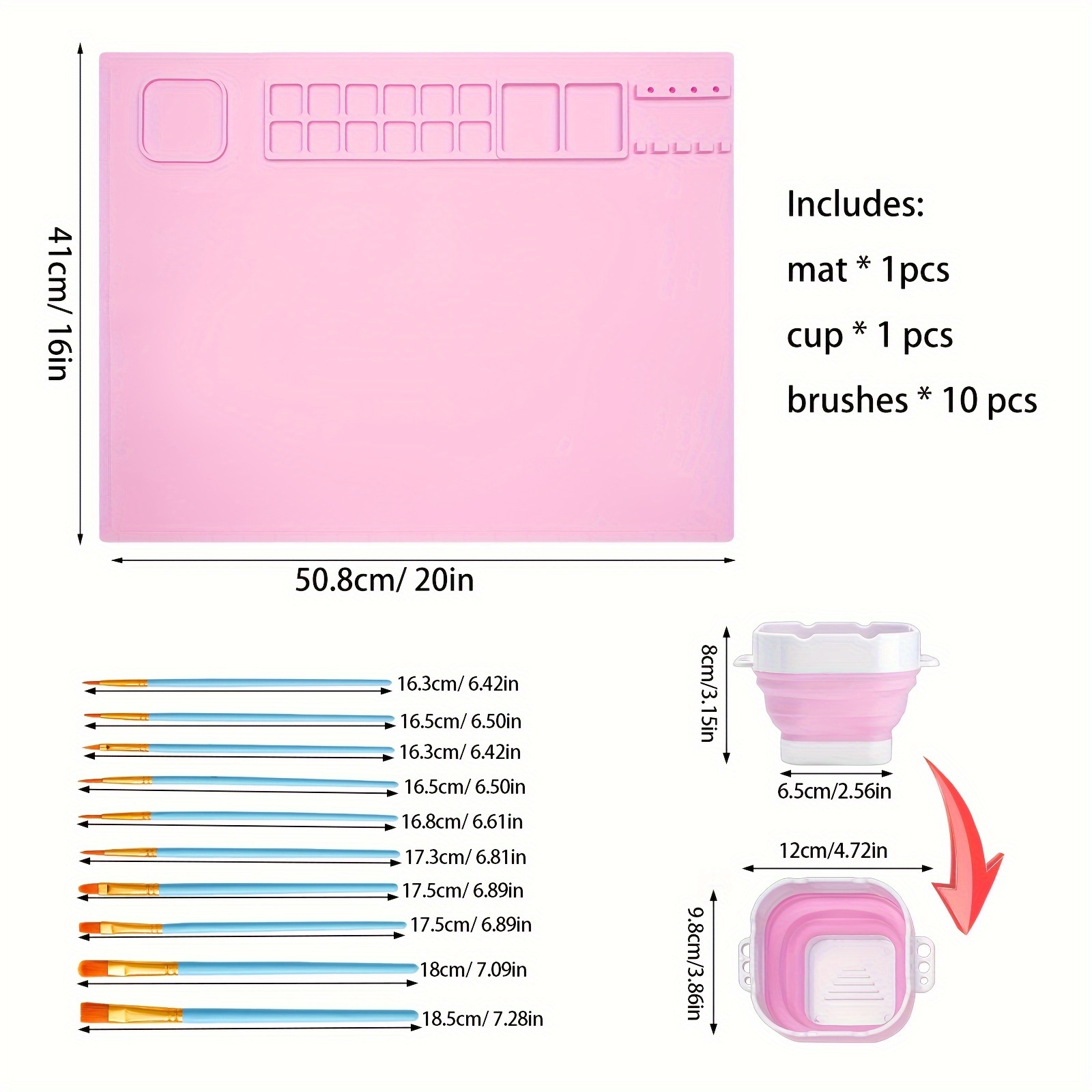 Silicone Painting Mat With Cup Suction Cup Reusable Art Silicone