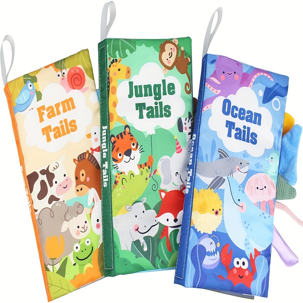 Libro di stoffa per bambini, giocattoli di sviluppo precoce con suono per  0-2 anni, libri interattivi per passeggini appesi per neonati, oceano