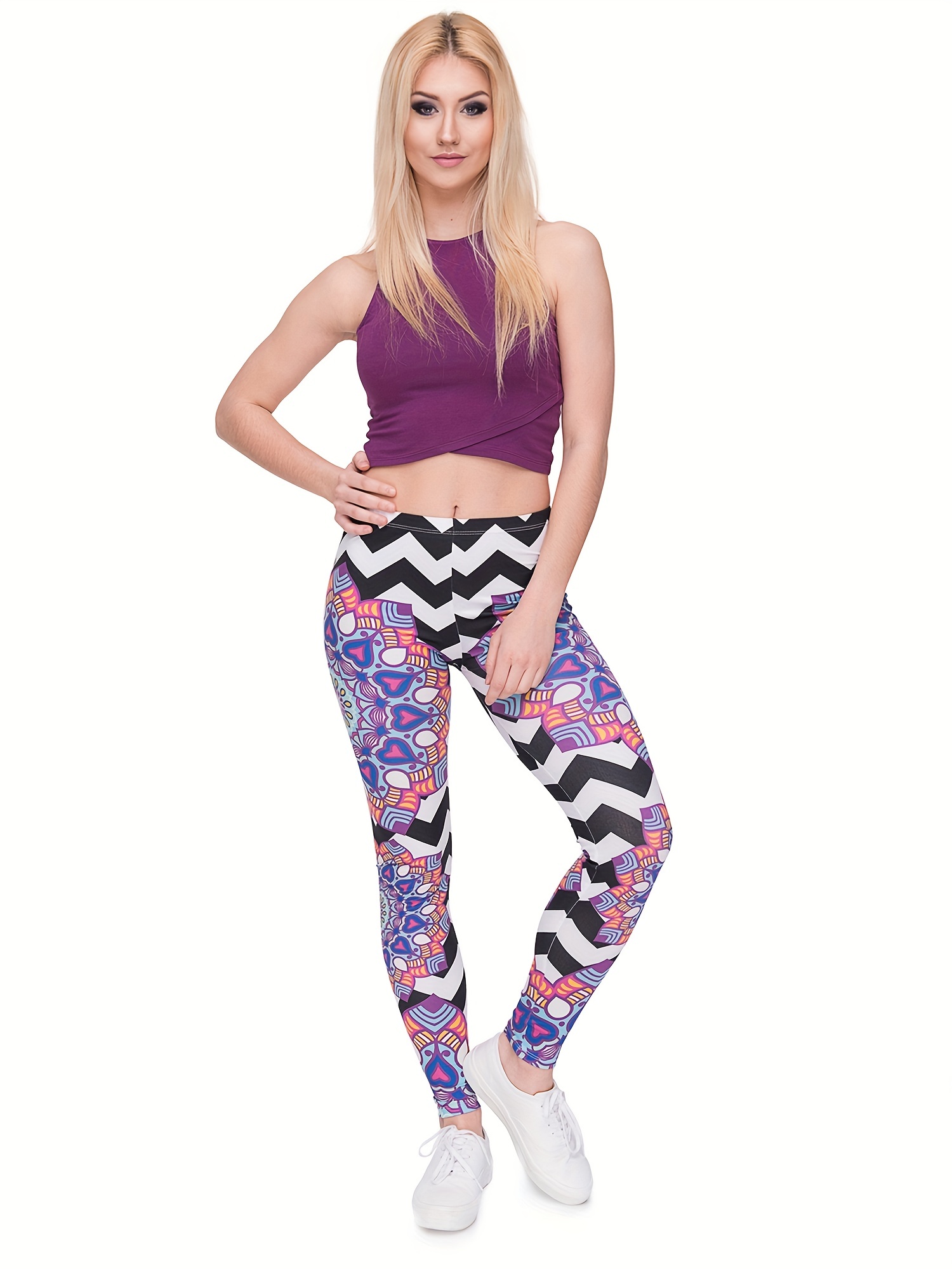 Boho Mandala Print Leggings Casual High Waist Skinny - Temu Australia