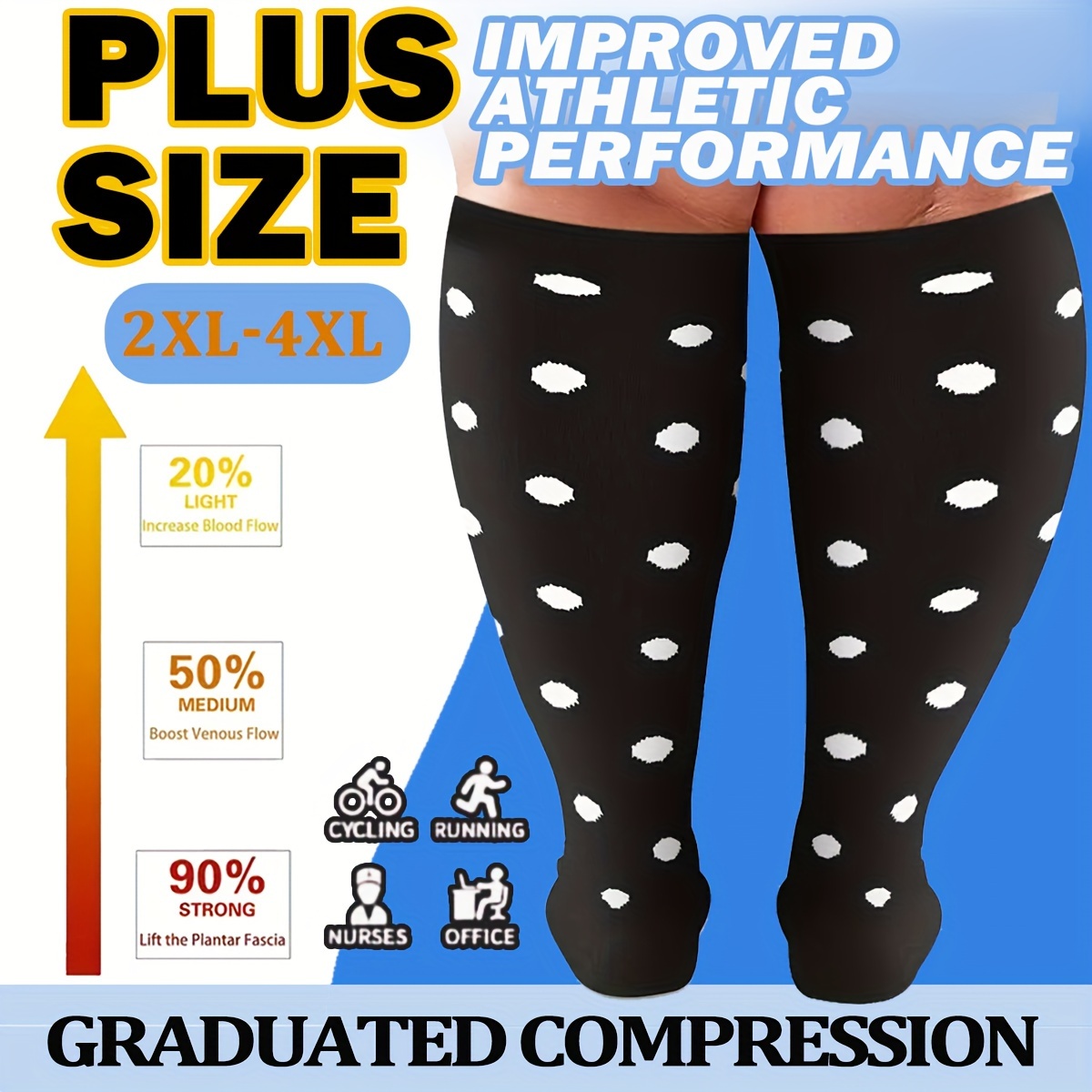 Plus Size Compression Socks for Women Men 20-30 mmHg 2xl 3xl 4xl , Wide  Calf High Tights Long SocksStockings Best Support for Circulation, Running  