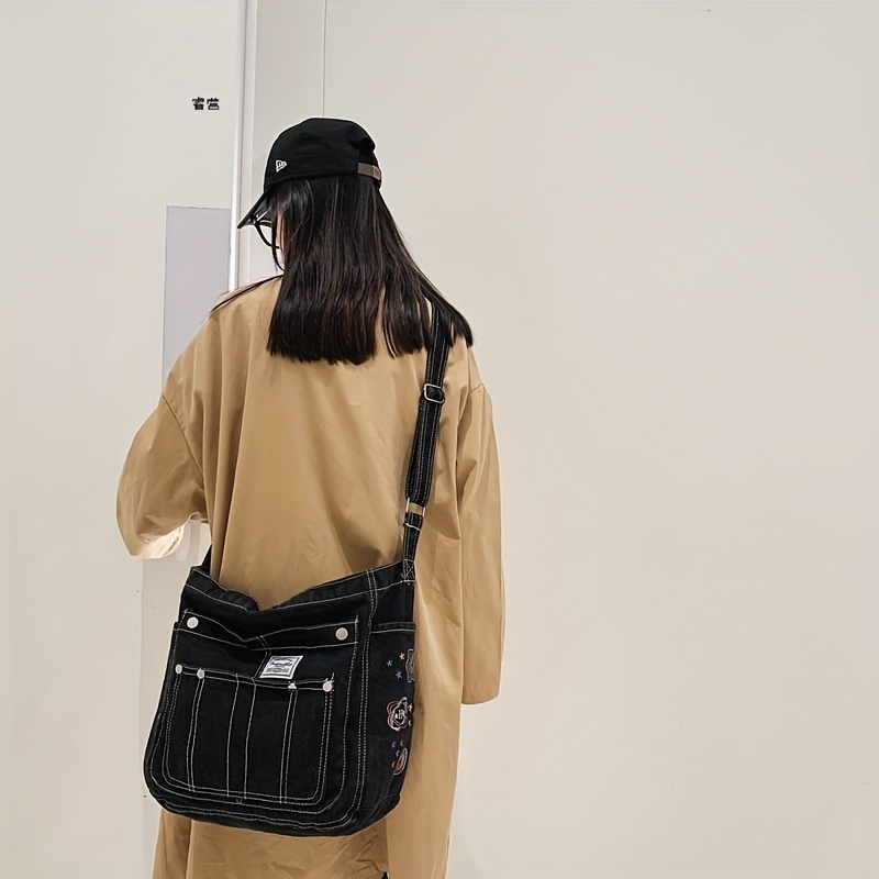 Stylish Denim Hobo Bag, Crossbody Bag For Work & School, Trendy Y2k Armpit  Bag With Multiple Pockets - Temu
