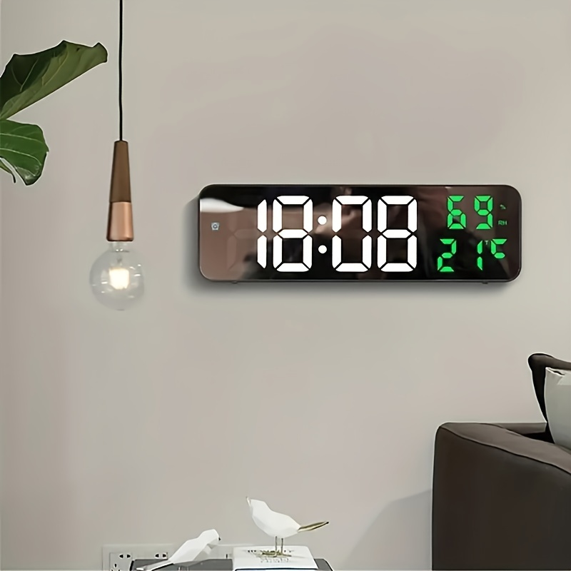  Reloj digital, reloj para dormitorio, relojes para decoración  de sala de estar, reloj de mesa de escritorio, reloj despertador con  pantalla grande con fecha y temperatura semanal, atenuador de brillo  automático